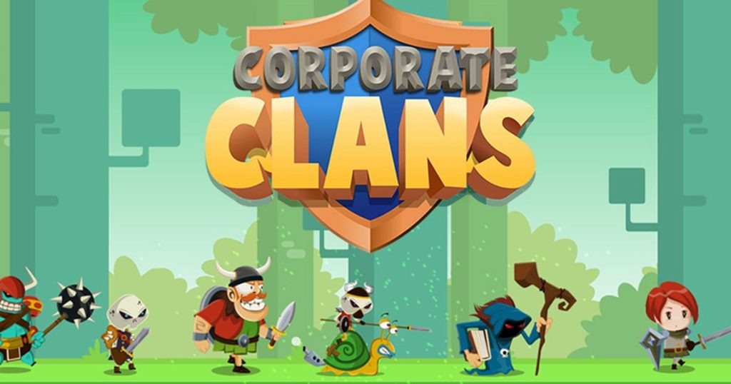 Ejemplos de gamificación para empresas: portada de Corporate Clans, el juego de encuestas por equipos