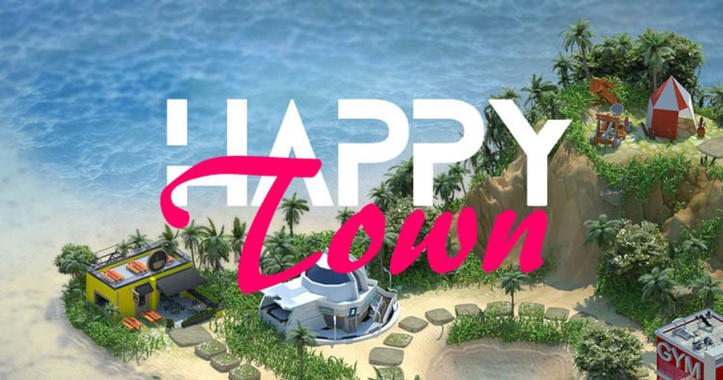Motivación laboral con Happy Town: portada del juego de bienestar ambientado en una isla